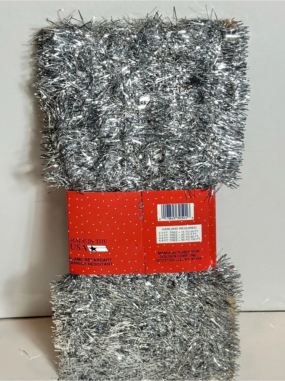 Vintage Christmas Tinsel Garland 62 Foot Silver Christmas USA NOS Retro MCM